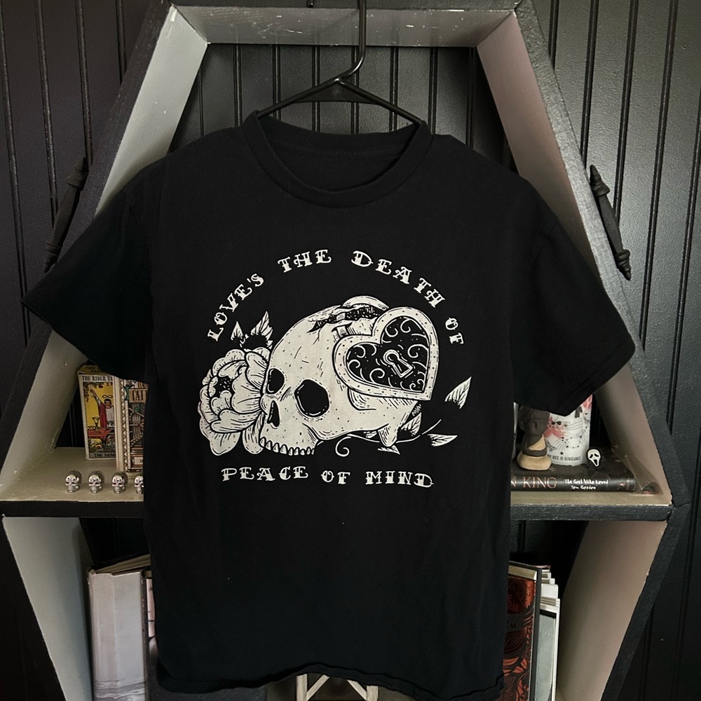 Black Graphic Tee with Skull Design